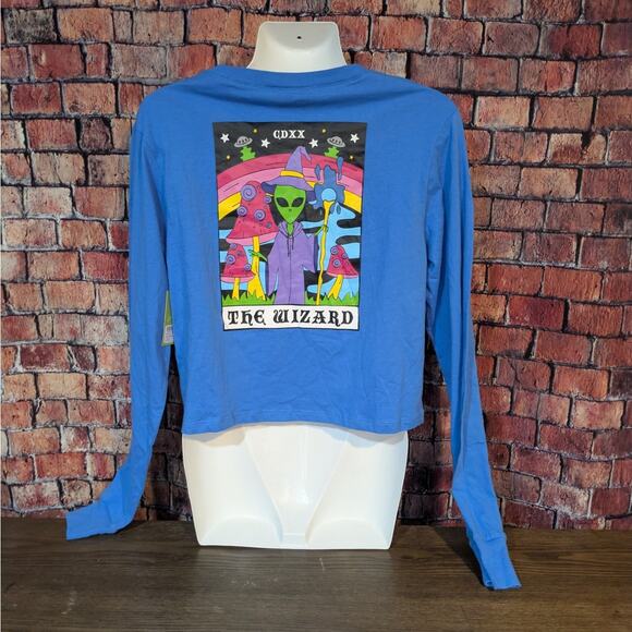 NWT Zumiez A.LAB Dita The Wizard Blue Crop Long Sleeve T-Shirt Size M - Picture 8 of 8